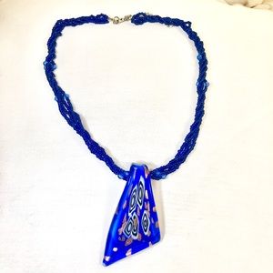 Blue Art Deco Necklace